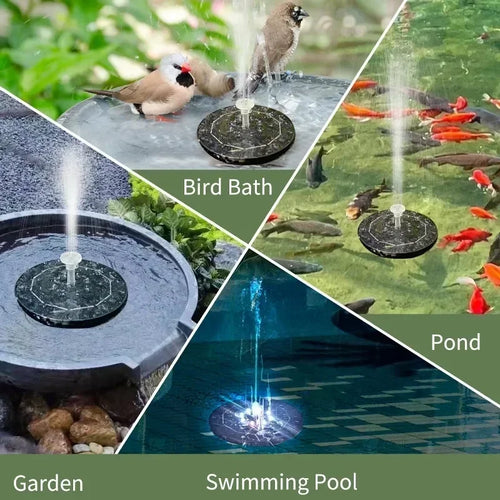 3.5W Fountain Light 7 Colors LED Solar Fountain Light Rotating Fountain with 6 Nozzle Water Pump Outdoor Bird Bath Garden Decor